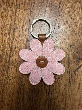 Pink Flower Leather Trim Keyring by Coach